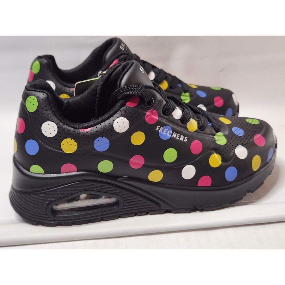 Skechers Street Uno Spotted Air Womens Size 6 Black Polka Dot Sneakers